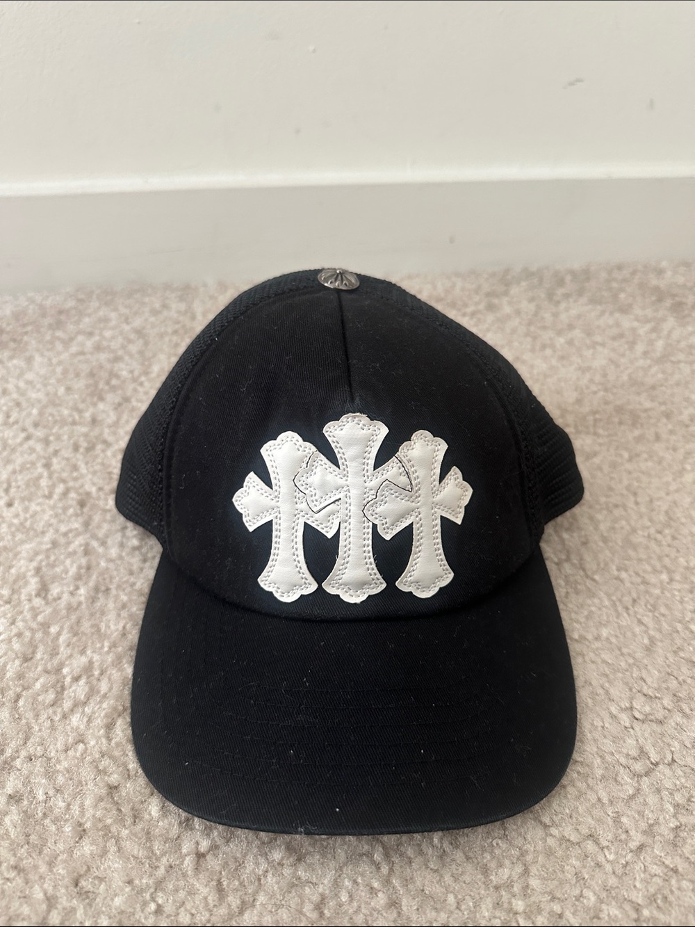 Only Black Cap with White Triple Cross Patch